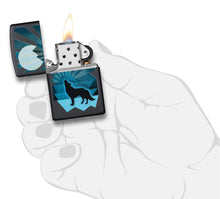 Load image into Gallery viewer, Zippo Lighter- Personalized Engrave Wolf Lighter Black and Blue 29864
