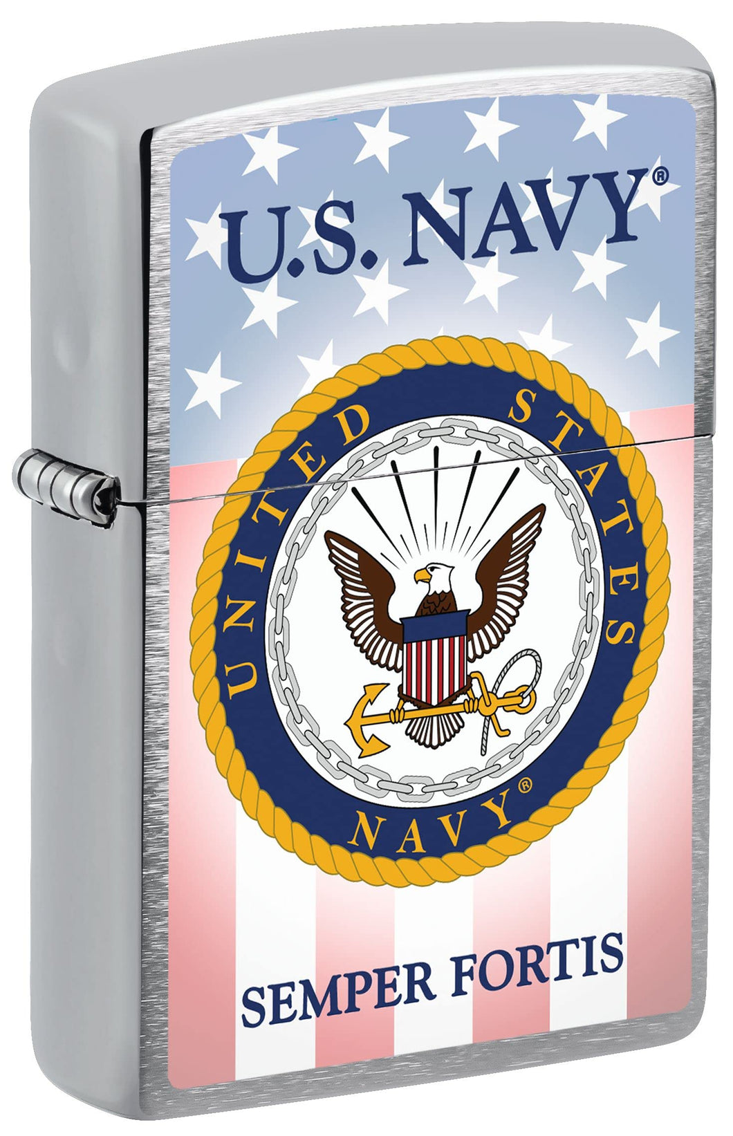 Zippo Lighter- US Navy Semper Fortis Brushed Chrome Windproof Lighter #Z5216