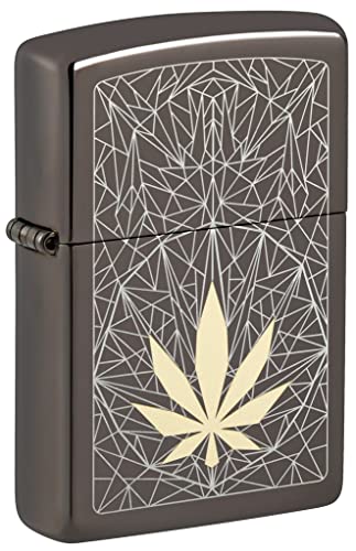 Zippo Lighter- Personalized Engrave for Leaf Designs Leaf Black Ice #48384