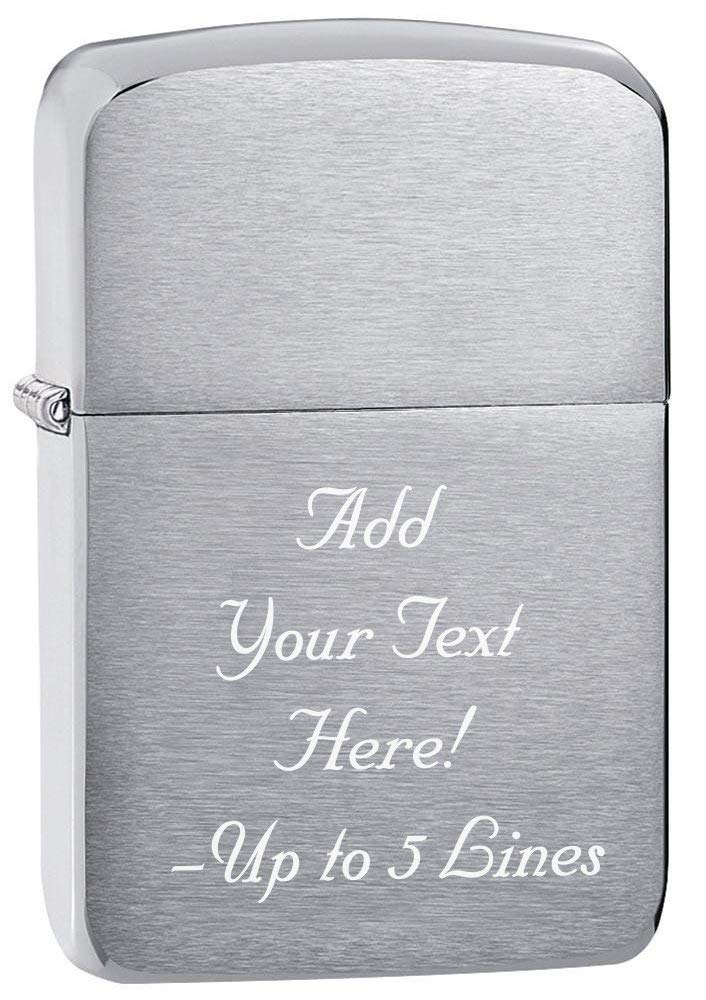 Zippo Lighter - Personalized Custom Message Engrave Brushed Chrome 1941 Replica Style Windproof Zippo Lighter 1941