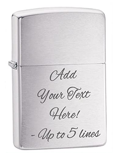 Zippo Lighter- Personalized Custom Message Engrave Brushed Chrome #200