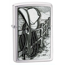 Load image into Gallery viewer, Zippo Lighter- Personalized Engrave Cowboy Hat and Rope Westerns Resting 24879
