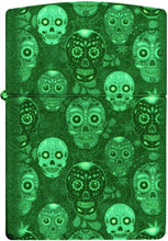 Load image into Gallery viewer, Zippo Lighter - Custom Message Engrave Sugar Skulls - Glow-in-The-Dark 46017
