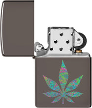 Load image into Gallery viewer, Zippo Funky Cannabis Design Black Ice Pocket Lighter
