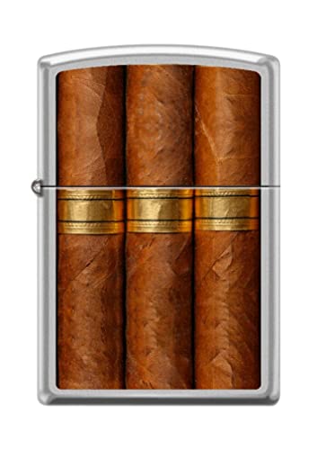 Zippo Lighter- Personalized Message for Cigars Cuban Design Satin Chrome #Z5123
