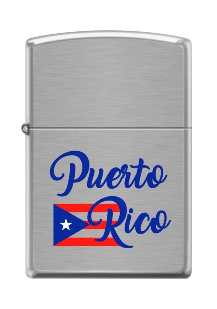 Zippo Lighter- Puerto Rico Flag Brushed Chrome Windproof Lighter #Z5280