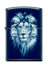 Load image into Gallery viewer, Zippo Lighter- Personalized Message for Lion Illustration Navy Matte #Z5203
