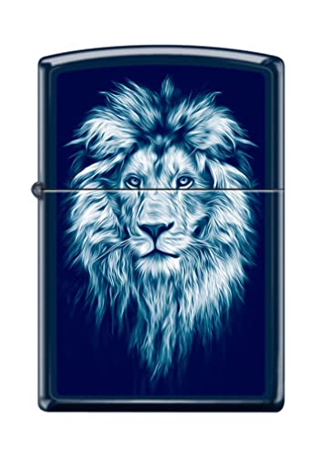 Zippo Lighter- Personalized Message for Lion Illustration Navy Matte #Z5203