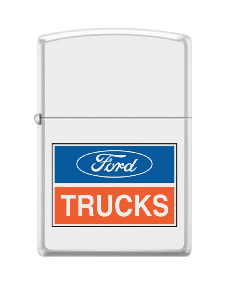 Zippo Lighter -Personalized Customize Message Engrave on Backside for Ford Oval Logo Trucks Sign White Matte #Z5334