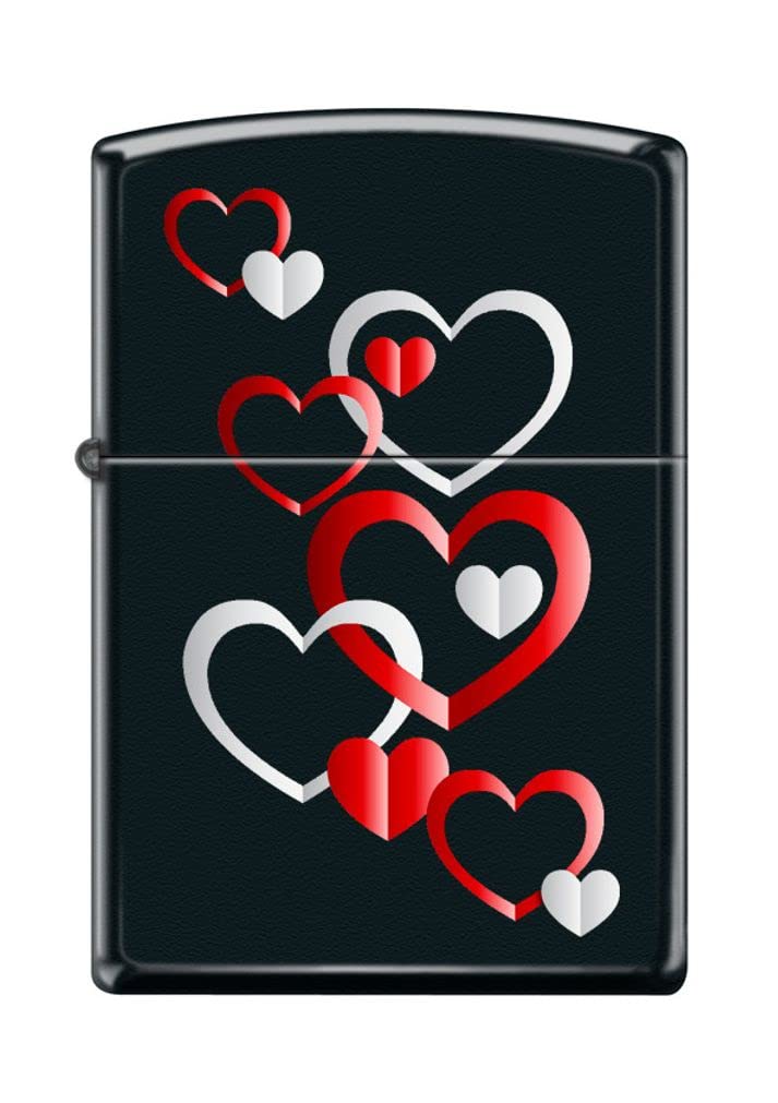 Zippo Lighter- Personalized Engrave for Hearts Love Valentines Black Matte Z5142