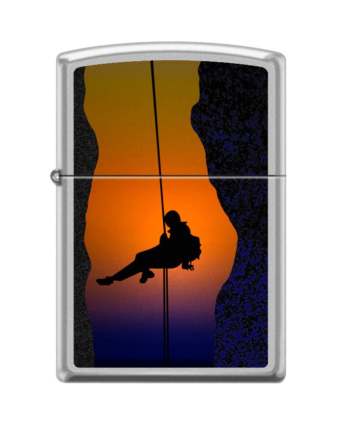 Zippo Lighter-Rock Climbing Satin Chrome Windproof Lighter #Z5405