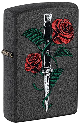 Zippo Lighter- Personalized Blossoms Flower Power Rose and Dagger Tattoo 49778