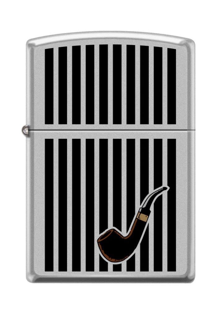 Zippo Lighter- Pipe Lines Design Satin Chrome Windproof Lighter #Z5149