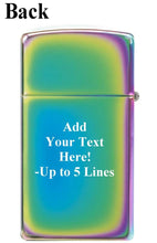 Load image into Gallery viewer, Zippo Lighter - Customized Message on Slim with Leaf - Multi Spectrum 48670
