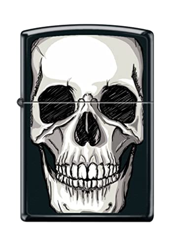Zippo Lighter- Personalized Message for Skull Illustration Black Matte #Z5187