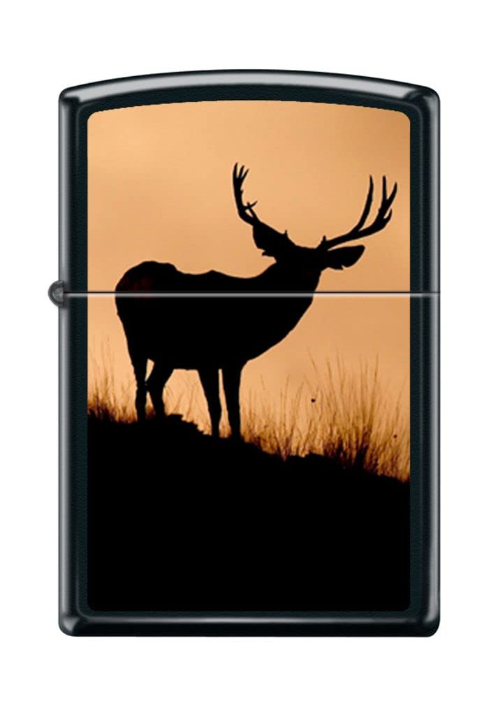 Zippo Lighter- Personalized Message Engrave for Mule Deer Buck Black Matte Z5108