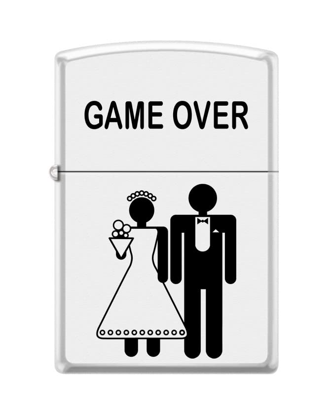 Zippo Lighter- Personalized Engrave Game Over White Matte Z5439