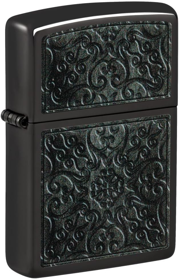 Zippo Lighter - Custom Message Engrave Pattern Design - High Polish Black 48961