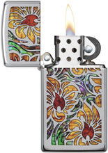 Load image into Gallery viewer, Zippo Lighter- Personalized Engrave on Slim Size Floral Fusion #29702
