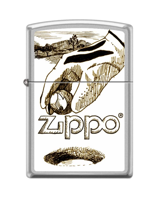Zippo Lighter- Personalized Engrave Golf BallZippo Satin Chrome #Z5404