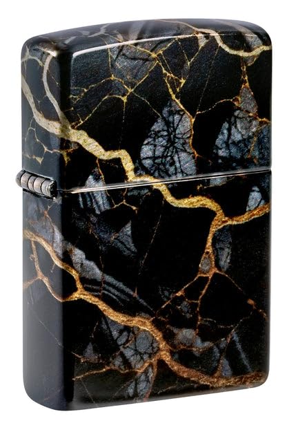 Zippo Lighter - Custom Engraved with Your Message for Fusion Marble Design 540 Tumbled Chrome Pocket Lighter 46255