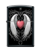 Load image into Gallery viewer, Zippo Lighter -for Anne Stokes Pink Heart Wings Black Matte Lighter #Z5319
