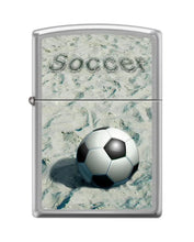 Load image into Gallery viewer, Zippo Lighter- Personalized Engrave Soccer Ball in The Sand Brushed Chrome Z5415
