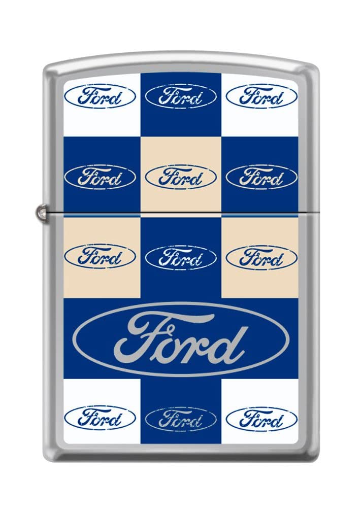 Zippo Lighter- Ford Logo Script Pattern High Polish Chrome Windproof Lighter #Z5010