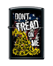 Load image into Gallery viewer, Zippo Lighter -for Don&#39;t Tread On Me USA America Snake Flag Black Matte #Z5324
