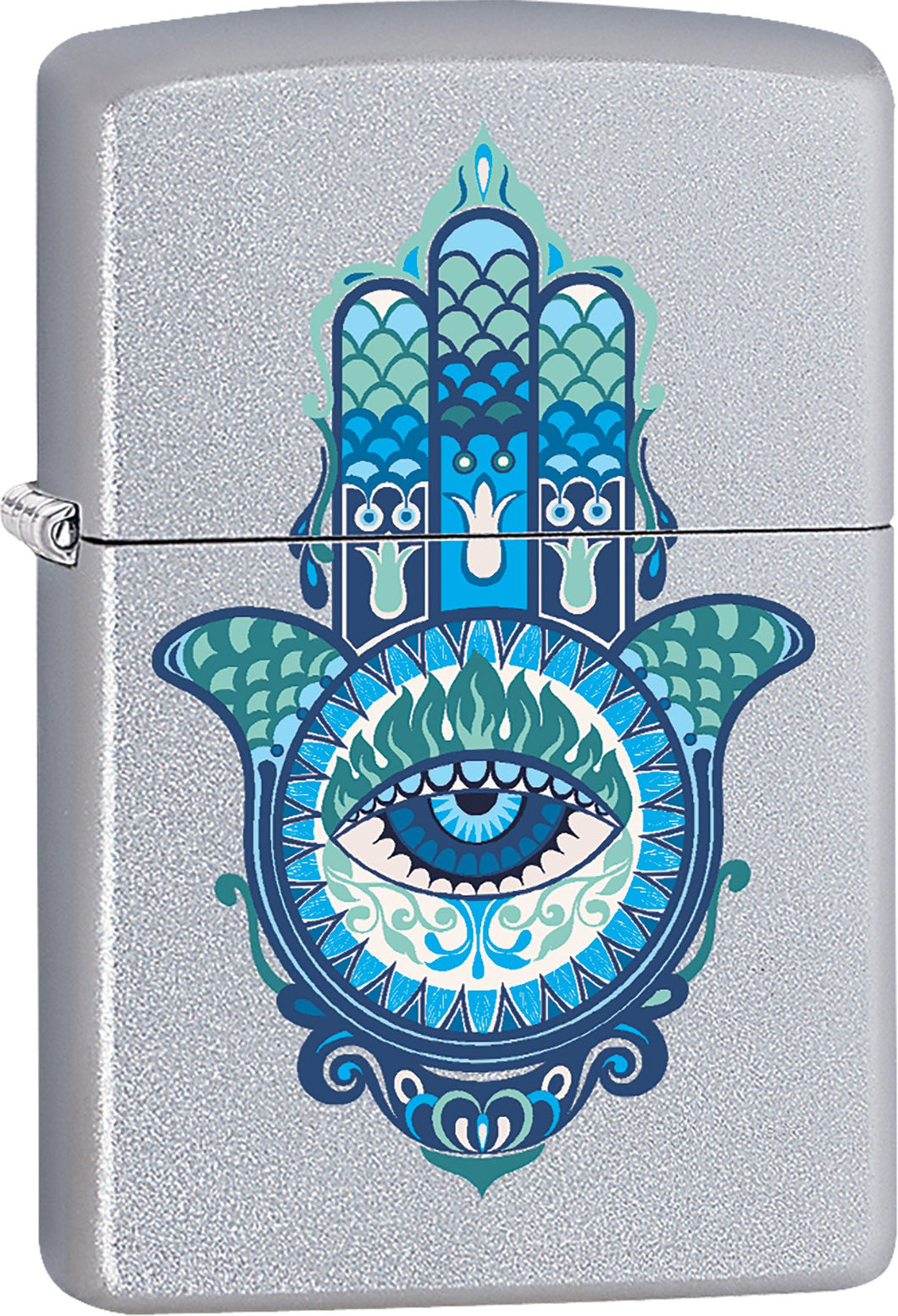 Zippo Lighter - Personalized Custom Message Engraved on Backside for Special Designs Windproof Lighter (Hamsa Hand Blues Z583)