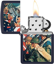 Load image into Gallery viewer, Zippo unisex-adult Hero Lighters, Norman Rockwell To Make Men Free Navy Matte
