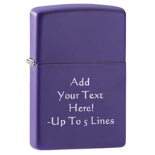 Load image into Gallery viewer, Zippo Lighter – Personalized Custom Message Engraved Windproof Classic Pocket Lighter Purple Matte
