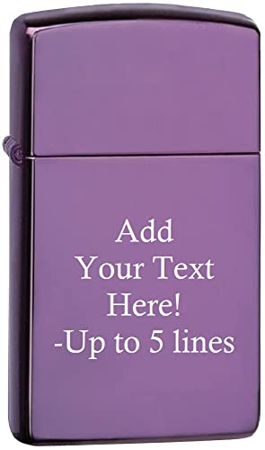 Zippo Lighter- Personalized Engrave on Slim Size Purple Abyss #28124