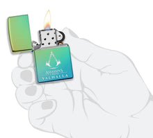 Load image into Gallery viewer, Zippo Lighter - Personalized Message Engraved on Backside for Assassin&#39;s Creed Windproof Zippo Lighter (Assassin&#39;s Creed Valhalla High Polish Teal 49530)
