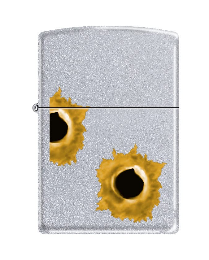 Zippo Lighter -for Barrett Smythe Bullet Holes Satin Chrome Lighter #Z5343