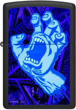 Load image into Gallery viewer, Zippo Santa Cruz Screaming Hand Black Light Black Matte Pocket Lighter
