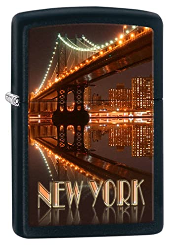 Zippo Lighter- Personalized Message for New York City Bridge Black Matte #Z5066