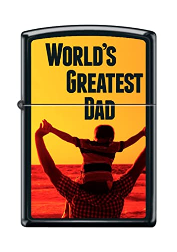 Zippo Lighter- Personalized Message for World's Greatest Dad Black Matte #Z5069