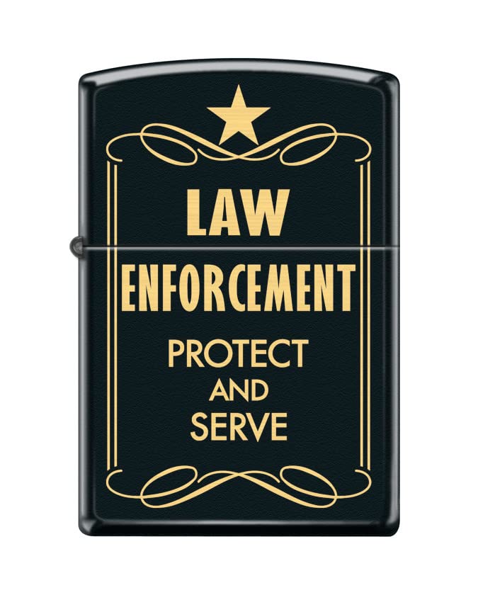 Zippo Lighter- Personalized Engrave Law Enforcement Black Matte #Z5440
