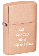 Load image into Gallery viewer, Zippo Lighter- Personalized Engrave Unique Colored Solid Copper 48107

