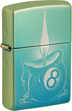 Load image into Gallery viewer, Zippo Eight Ball Tattoo Design High Polish Teal Pocket Lighter
