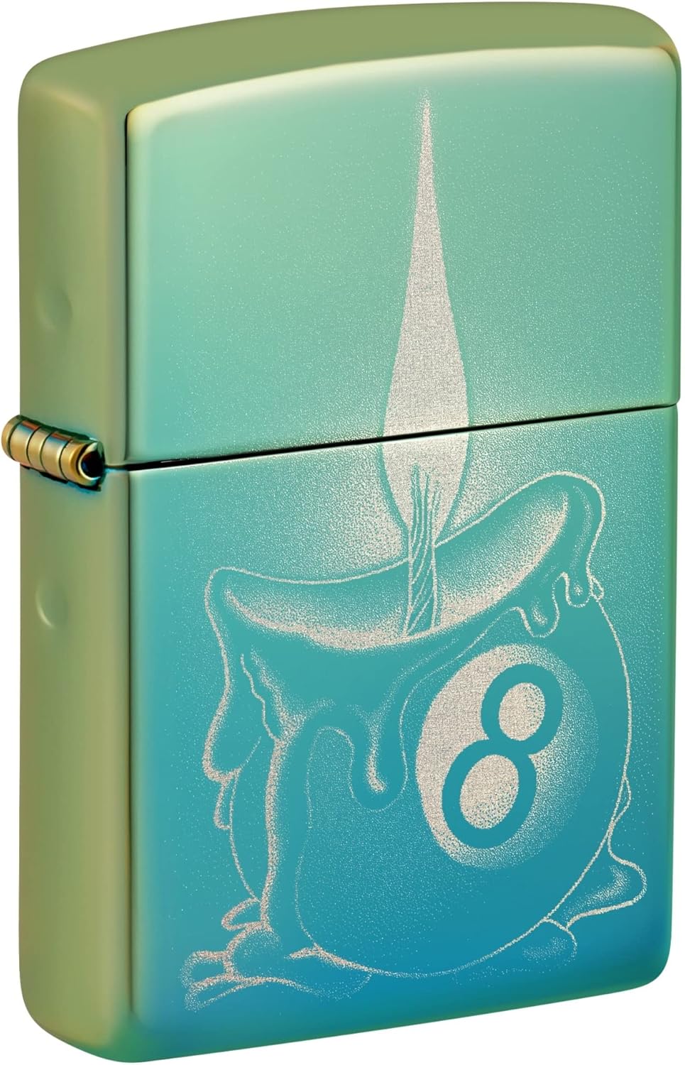 Zippo Eight Ball Tattoo Design High Polish Teal Pocket Lighter
