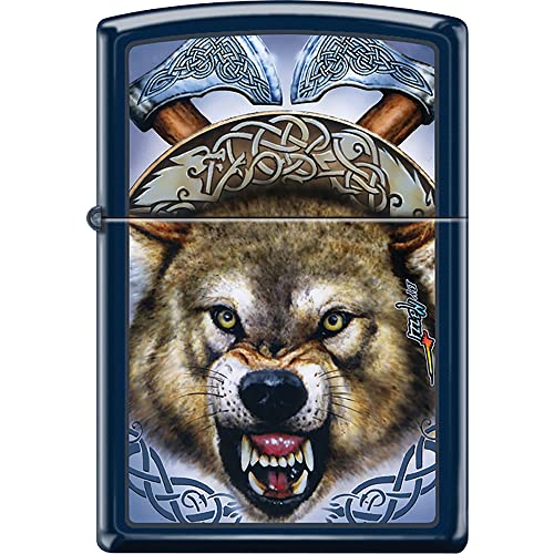Zippo Lighter- Personalized Message Wolf WolvesZippo Lighter Navy Blue Z1062