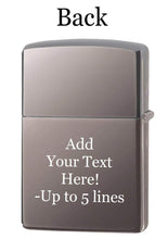 Load image into Gallery viewer, Zippo Lighter - Personalized Customize Message Engrave on Backside for Zippo Brand Design Logo Lighter (Black Ice #21088)
