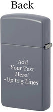 Load image into Gallery viewer, Zippo Lighter- Personalized Engrave on Slim Size Windproof Lighter Grey 49527ZL

