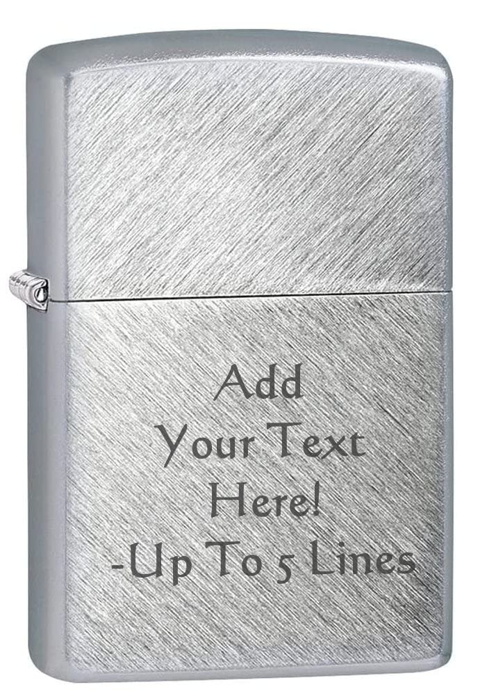 Zippo Lighter - Personalized Custom Message Engrave Chrome Windproof Lighter Brushed Herringbone Sweep 24648