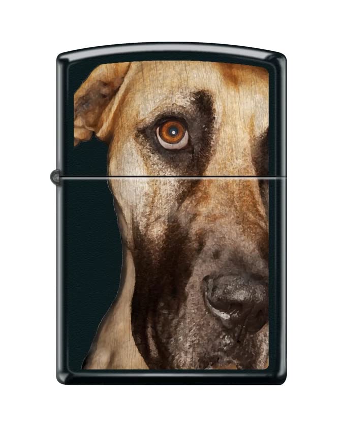 Zippo Lighter- Personalized Engrave Great Dane Design Black Matte #Z5456