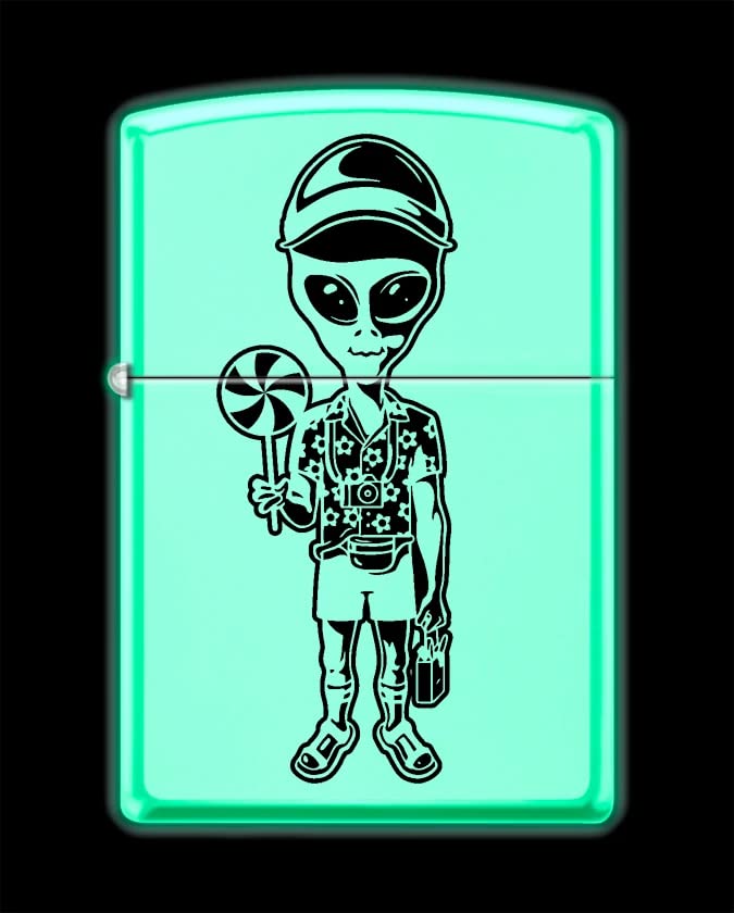 Zippo Lighter-Alien with Lollipop Glow in The Dark Matte Lighter #Z5511