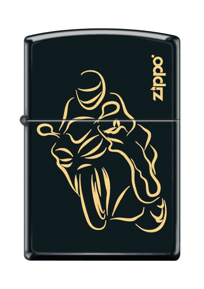 Zippo Lighter - Personalized Custom Message Engraved on Backside for Bike Motorcycle Racing Black Matte #Z5291