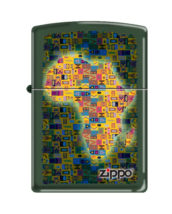 Zippo Lighter-Personalized Custom Message Engraved on Backside African Map Design Green Matte Windproof Lighter #Z5482